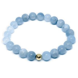 Minerální náramek akvamarín - ZLATÝ AKVAMARÍN (stříbro Ag925 potažené 24k zlatem Au999)